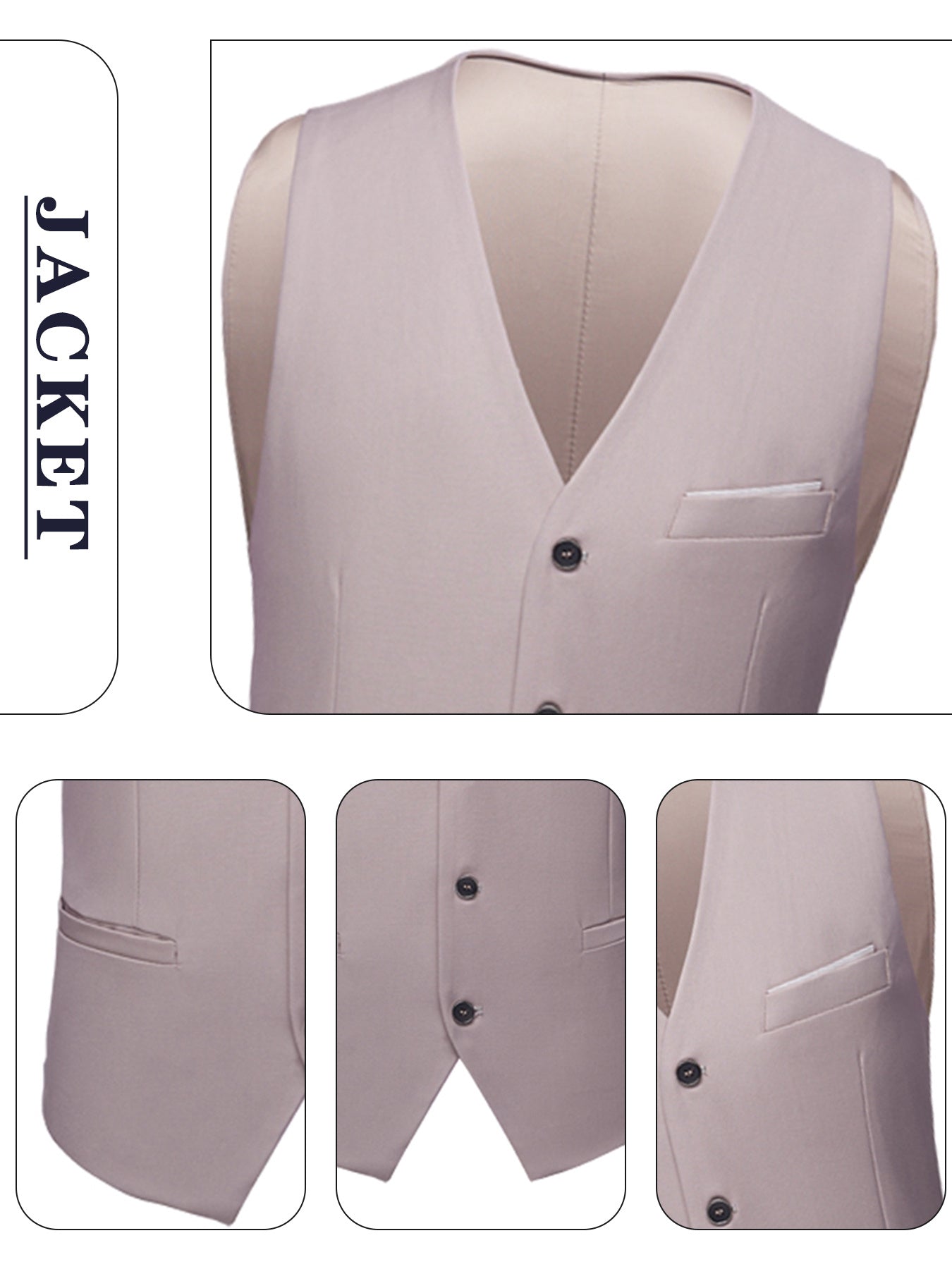 Men's 3-piece slim fit suit set - single button sports jacket, vest, and pants, men's modern formal wedding ball dress