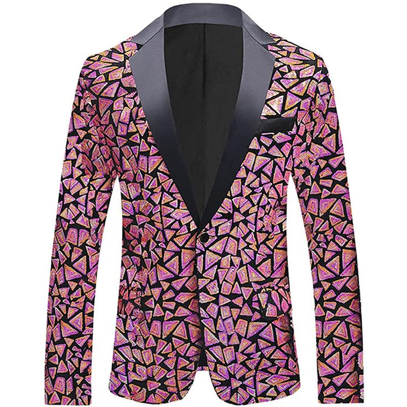 Men's Sequin Geometric Mosaic Pink Tuxedo