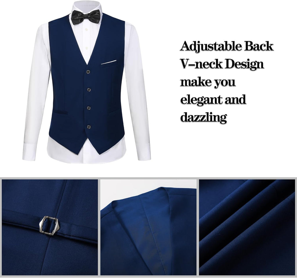 Mens Tuxedo Slim Fit Wedding Business Suits for Groom Groomsmen 3 Pieces Dinner Jacket Vest Pants Set for Men