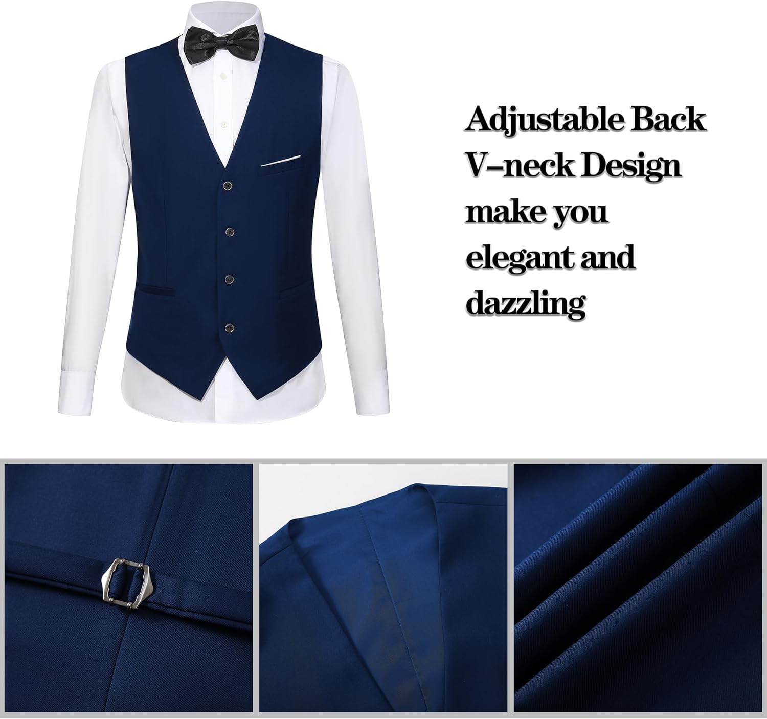 Mens Tuxedo Slim Fit Wedding Business Suits for Groom Groomsmen 3 Pieces Dinner Jacket Vest Pants Set for Men