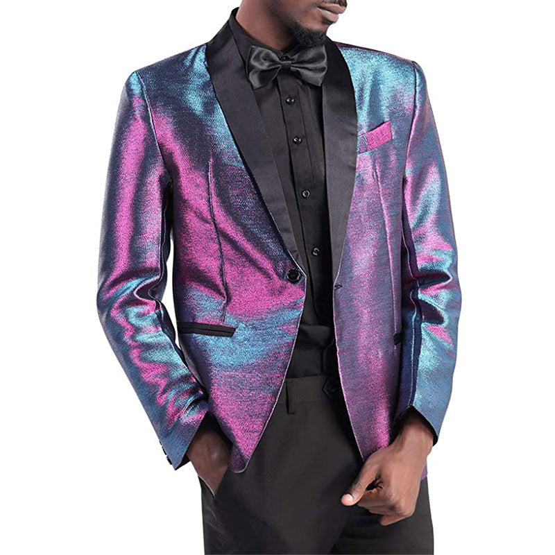 Men's 2-Piece Flashy Suit with Purple and Blue Gradient Flash