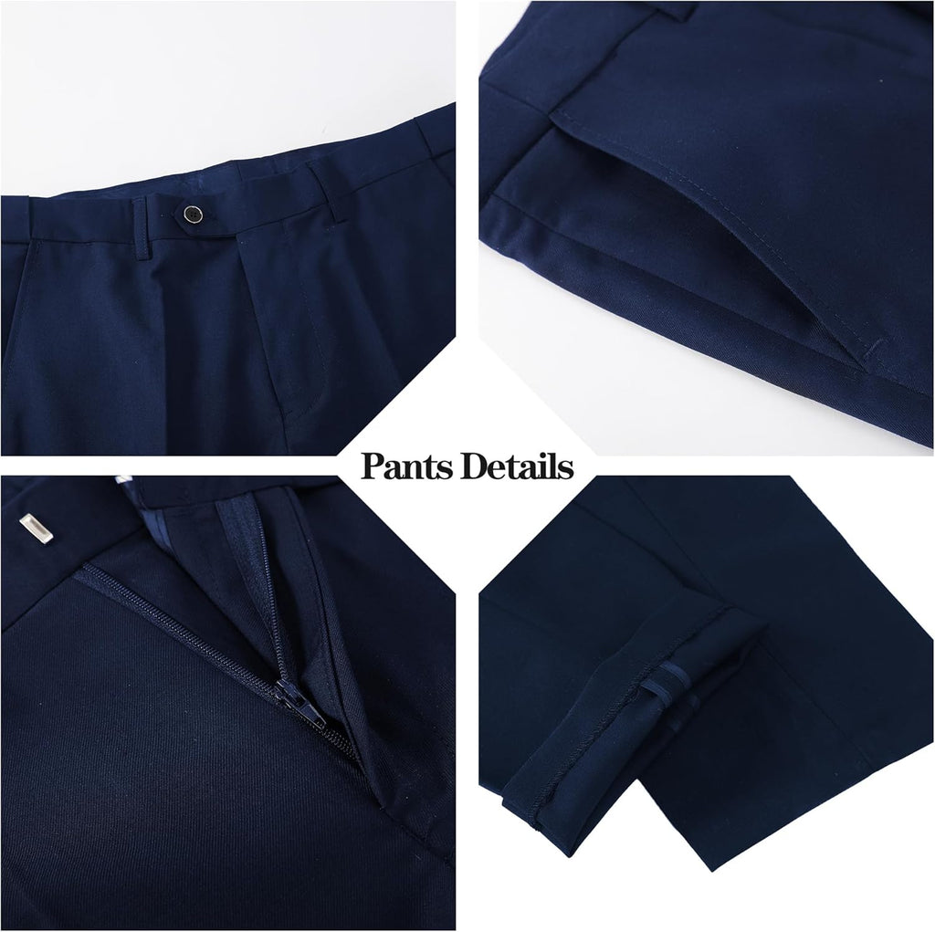 Mens Tuxedo Slim Fit Wedding Business Suits for Groom Groomsmen 3 Pieces Dinner Jacket Vest Pants Set for Men