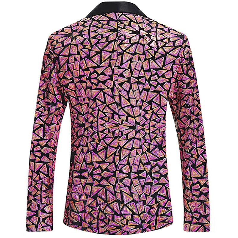 Men's Sequin Geometric Mosaic Pink Tuxedo