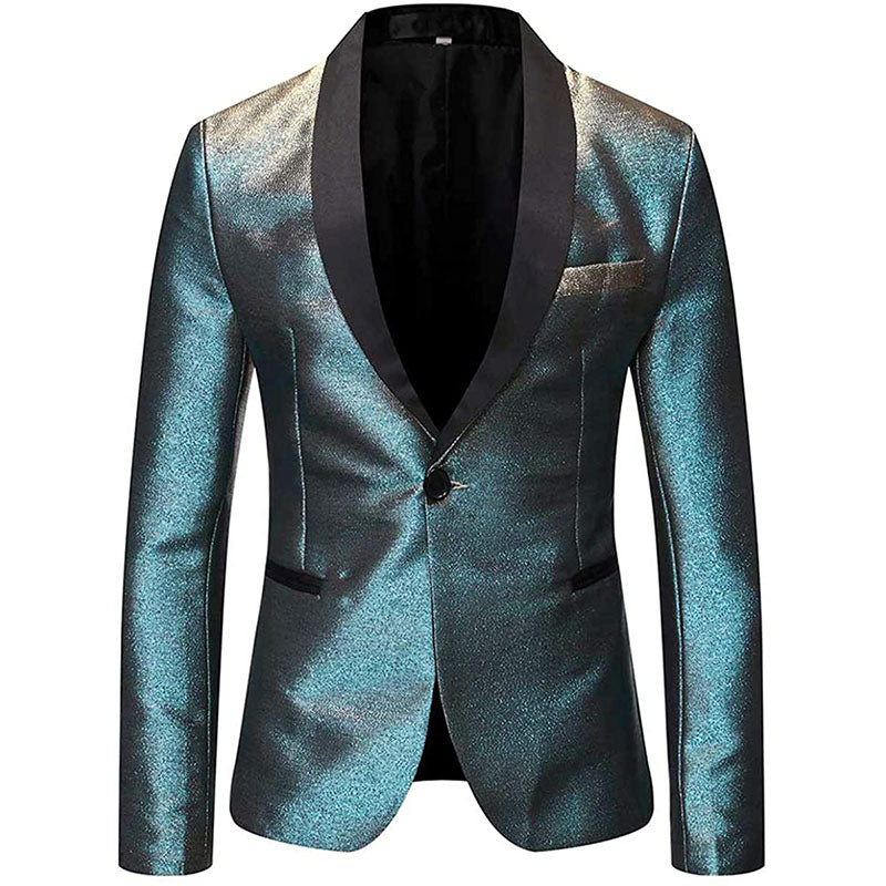 Men's 2-Piece Flashy Suit with Grey and Blue Gradient Flash