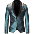 Men's 2-Piece Flashy Suit with Grey and Blue Gradient Flash