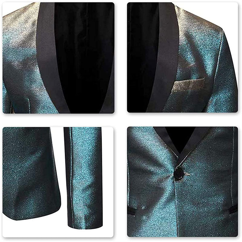 Men's 2-Piece Flashy Suit with Grey and Blue Gradient Flash