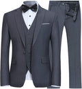 Men's 3-Piece for Groom One Button Dark Gray Suit