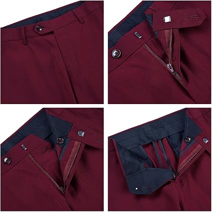 Men's 3-Piece Single-Breasted Burgundy Suit