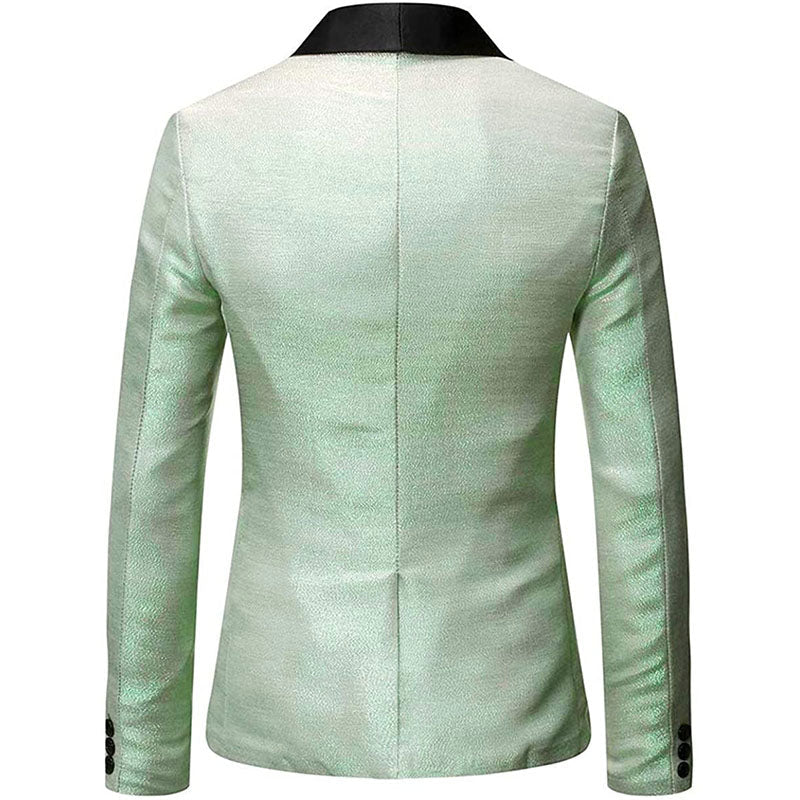 Men's 2-Piece Glitter Style Shawl Collar Light Green Suit for Men