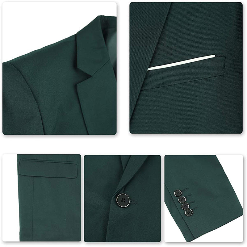 Men's 3-Piece Emerald Green Suit Stylish One Button