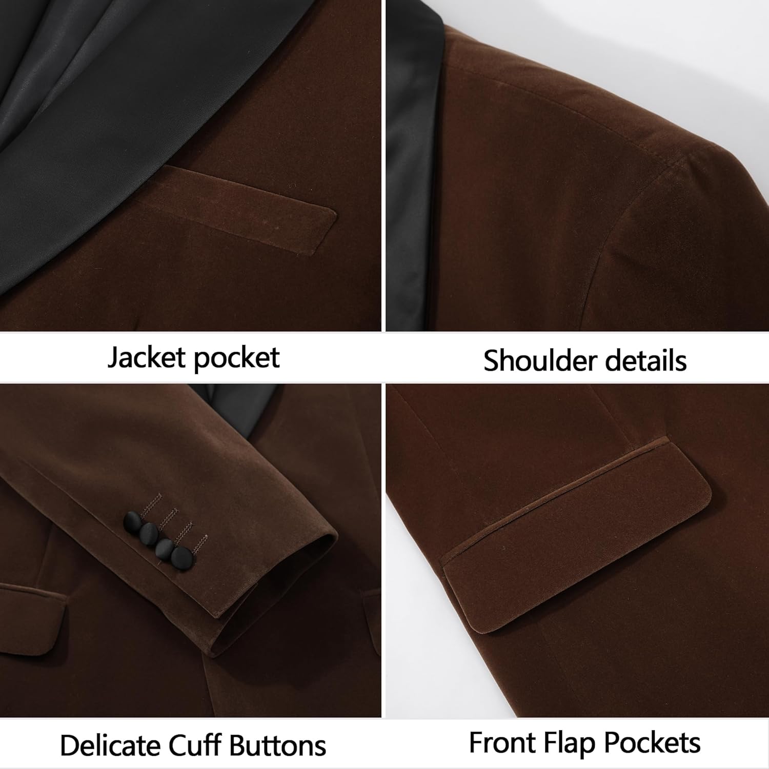 Men Suit Blazer Tuxedo Slim Fit Velvet Party Wedding Prom