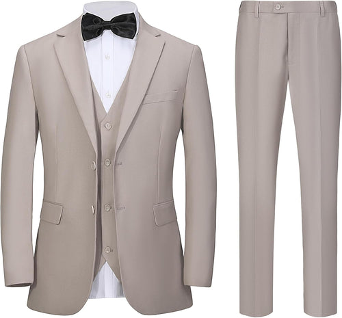 Plus Size Suits for Men Notch Collar Tuxedo Blazer Vest Pants Solid Prom Business Party Event Banquet Performance