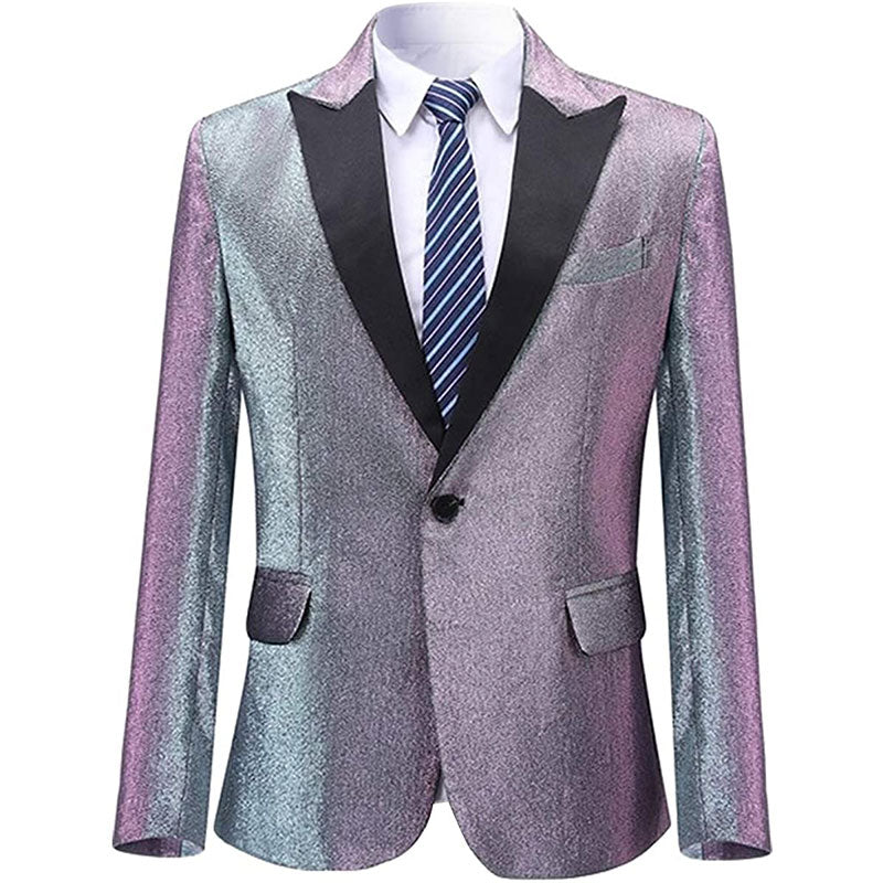 Men's Luxury One Button Gradient Silver Tuxedo
