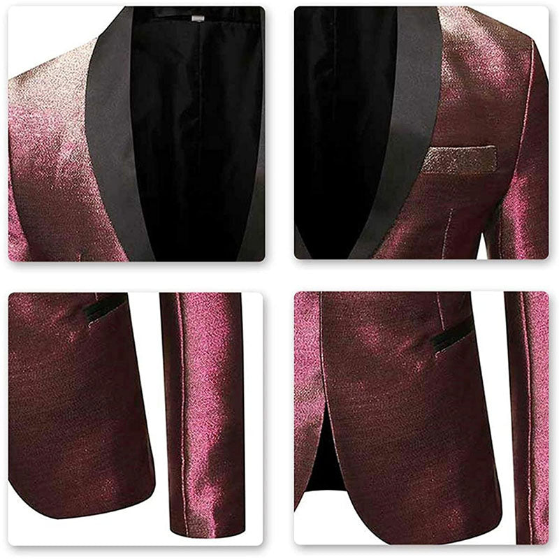 Men's 2-Piece Flashy Suit with Burgundy Gradient Flash