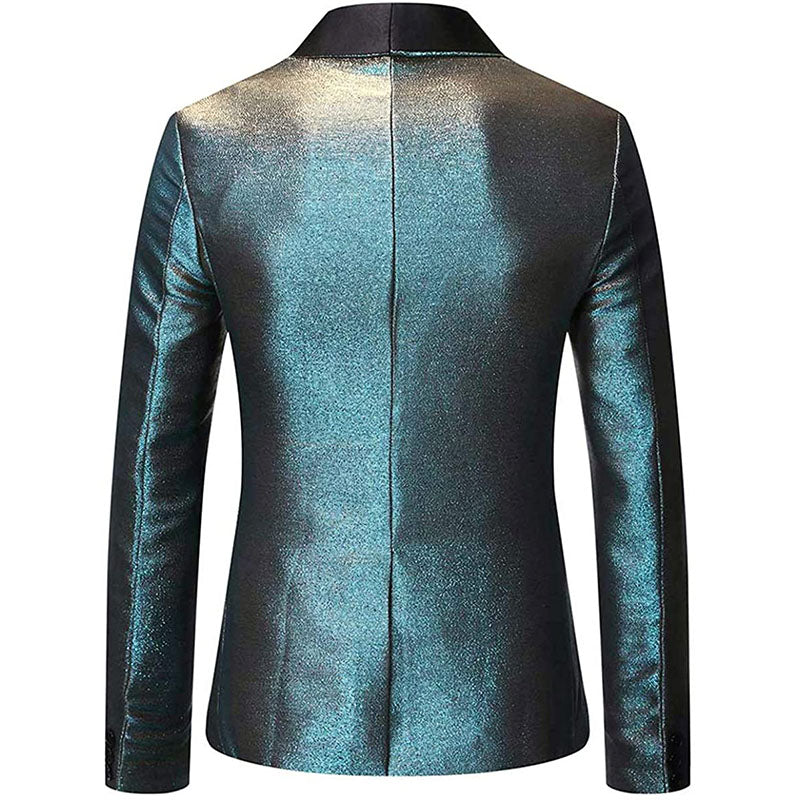 Men's 2-Piece Flashy Suit with Grey and Blue Gradient Flash