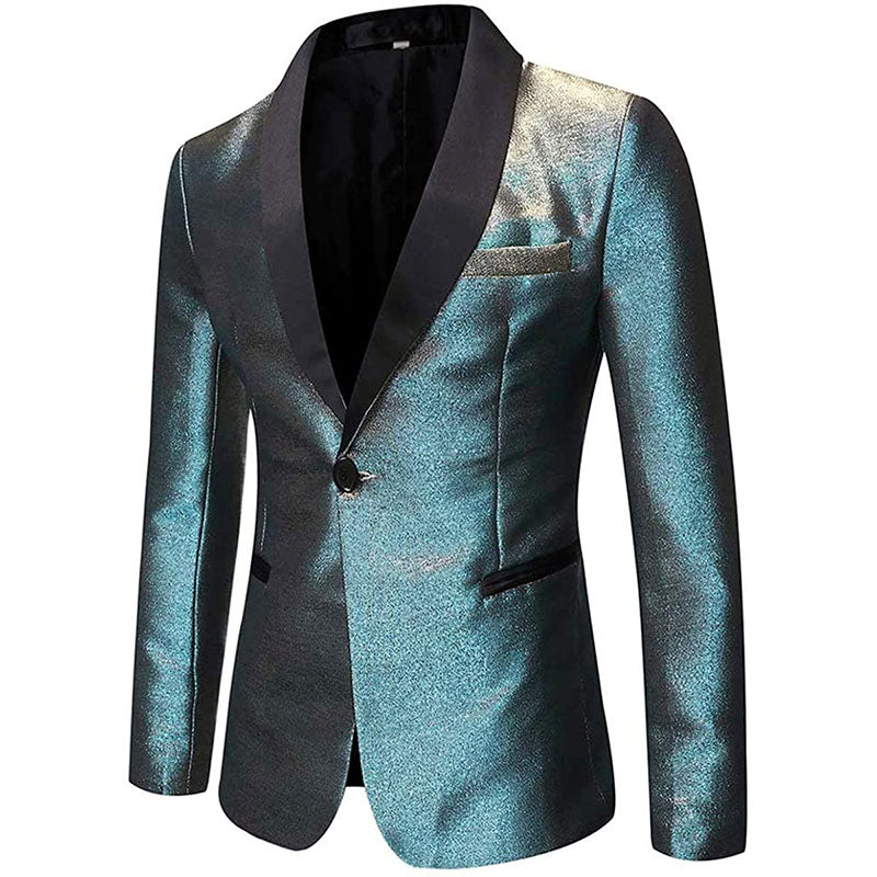 Men's 2-Piece Flashy Suit with Grey and Blue Gradient Flash