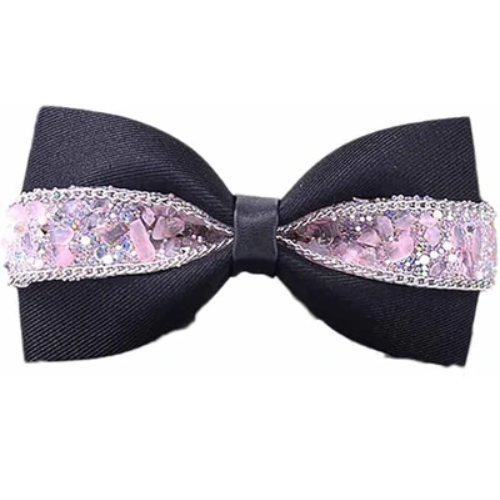 Men's Pink Rhinestone Bow Tie