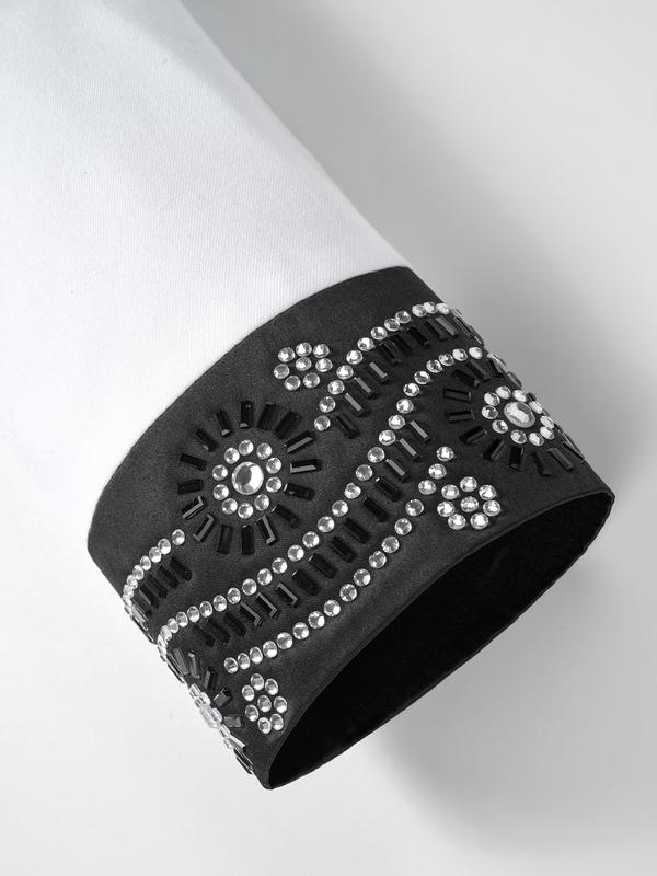 Men's Two-Piece Suit Set with Rhinestones, Blazer Jacket & Pants, Party Style, Slim-Fit Design, Perfect for Weddings & Events