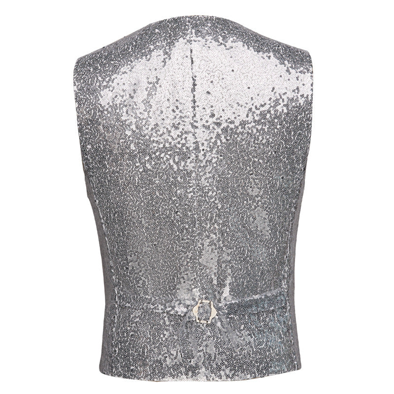 Men's Sequin Fashion Vest Silver