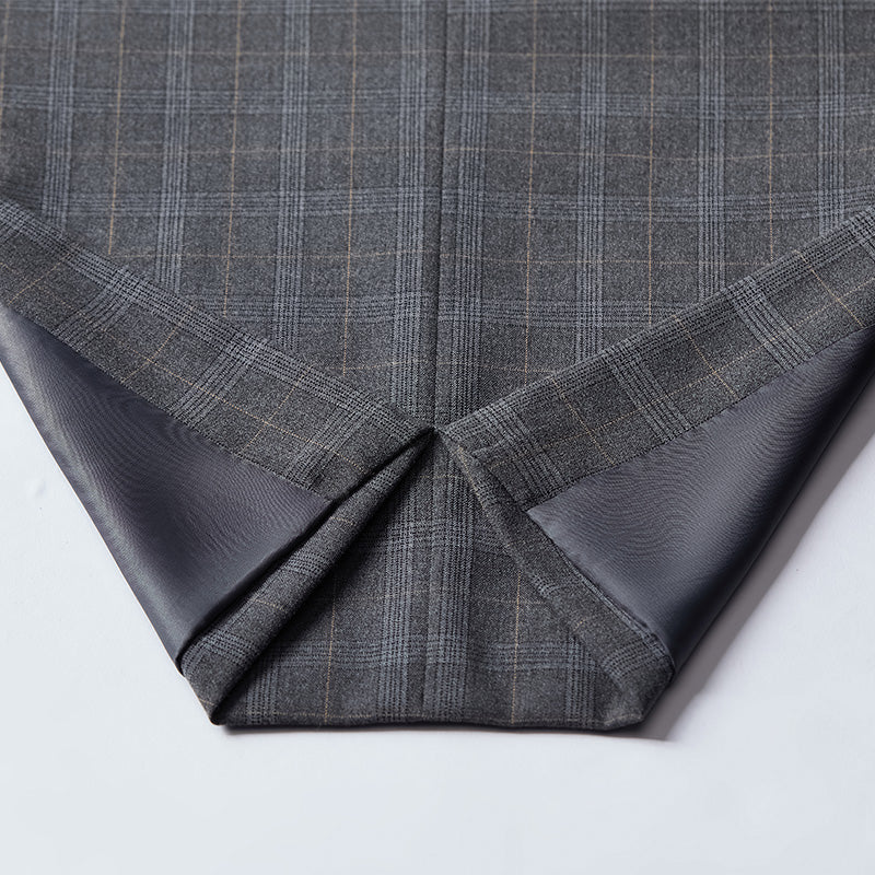 Men's 3-Piece Checkered Gray Two Button Gray Suit