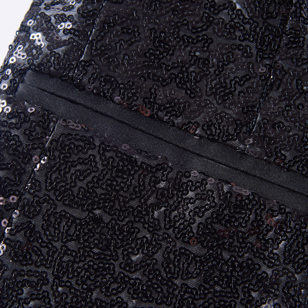 Men's Shimmering Gradient Sequin Tuxedo Jacket Gold Black