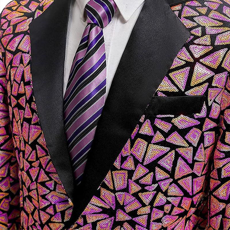 Men's Sequin Geometric Mosaic Pink Tuxedo