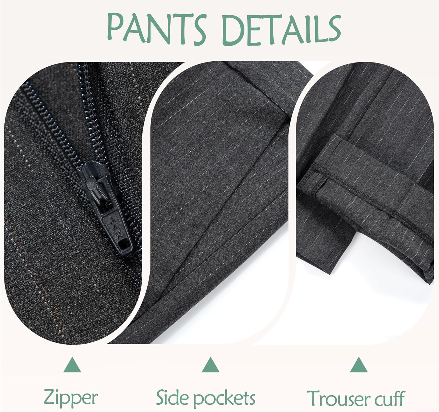 Men's Double Breasted Pinstripe Suit Set Peaked Lapel 2 Piece Tailored Fit Blazer Pants Set