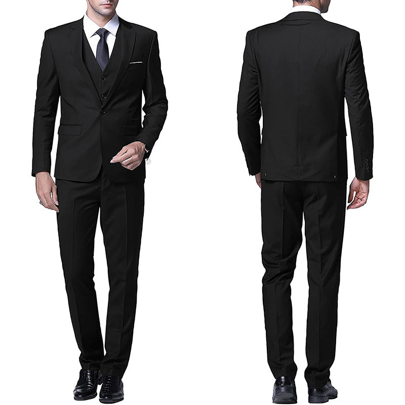 Men's 3-Piece Classic One Button Black Tuxedo