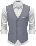 Men's Classic Silver Suit Vest Slim Fit Formal Waistcoat