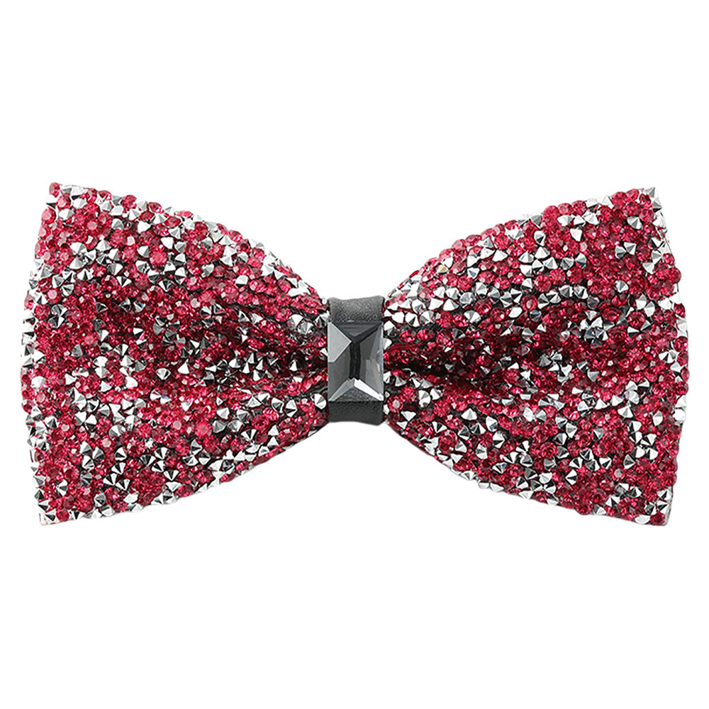 Rhinestone Carmine Bow Ties for Men with Adjustable Length