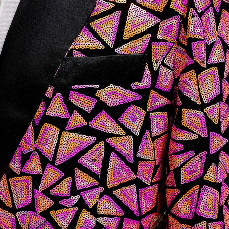 Men's Sequin Geometric Mosaic Pink Tuxedo
