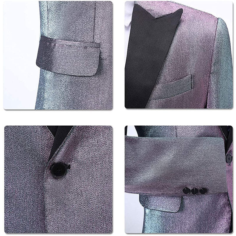Men's Luxury One Button Gradient Silver Tuxedo