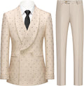 Mens 2 Pieces Sparkling Rhinestone Waffle Textured Tuxedo Slim Fit Suit Blazer Pants Stylish Prom Banquet Wedding Event