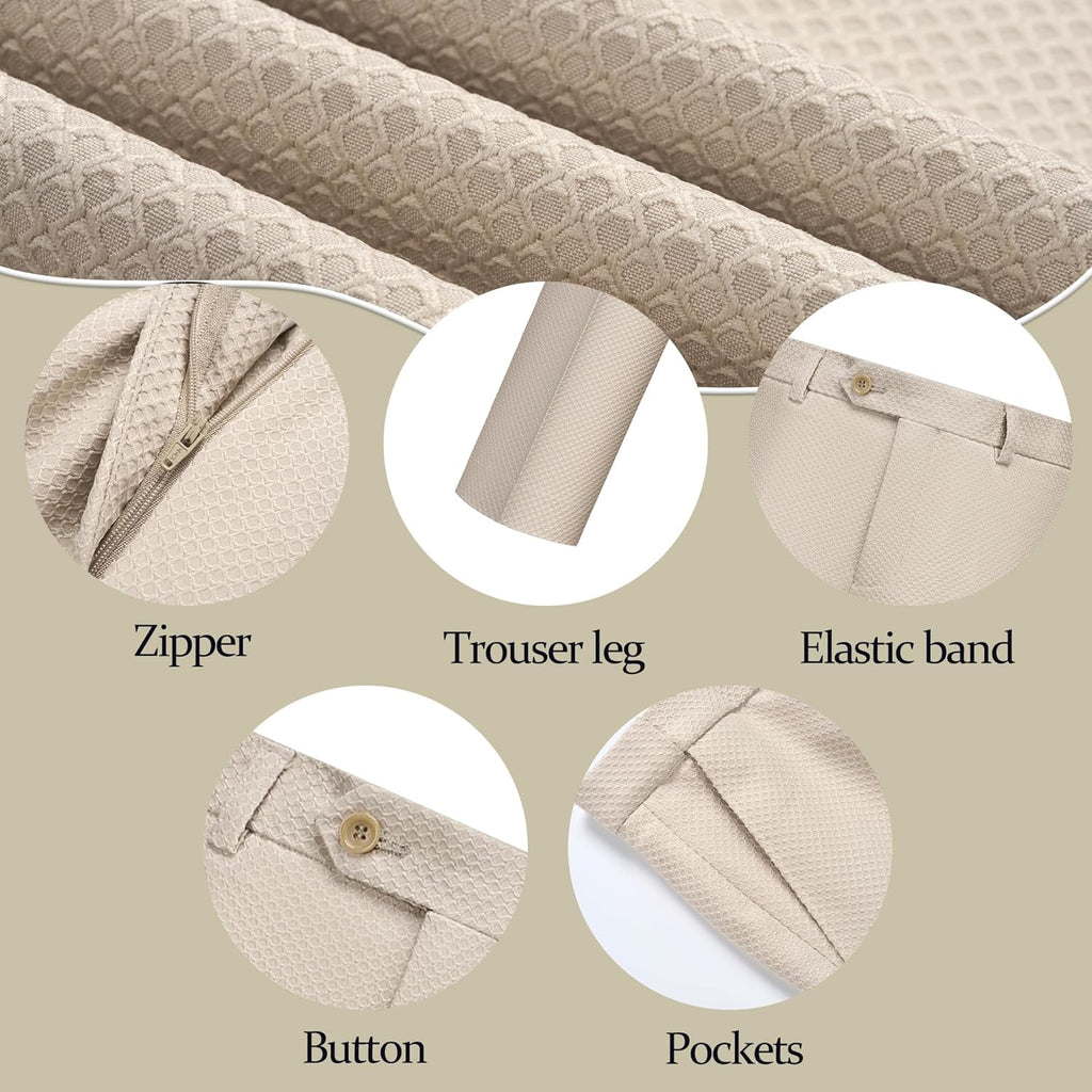 Mens 2 Pieces Sparkling Rhinestone Waffle Textured Tuxedo Slim Fit Suit Blazer Pants Stylish Prom Banquet Wedding Event