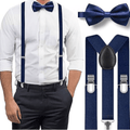 Men's Classic Navy Bow Tie & Suspenders Set