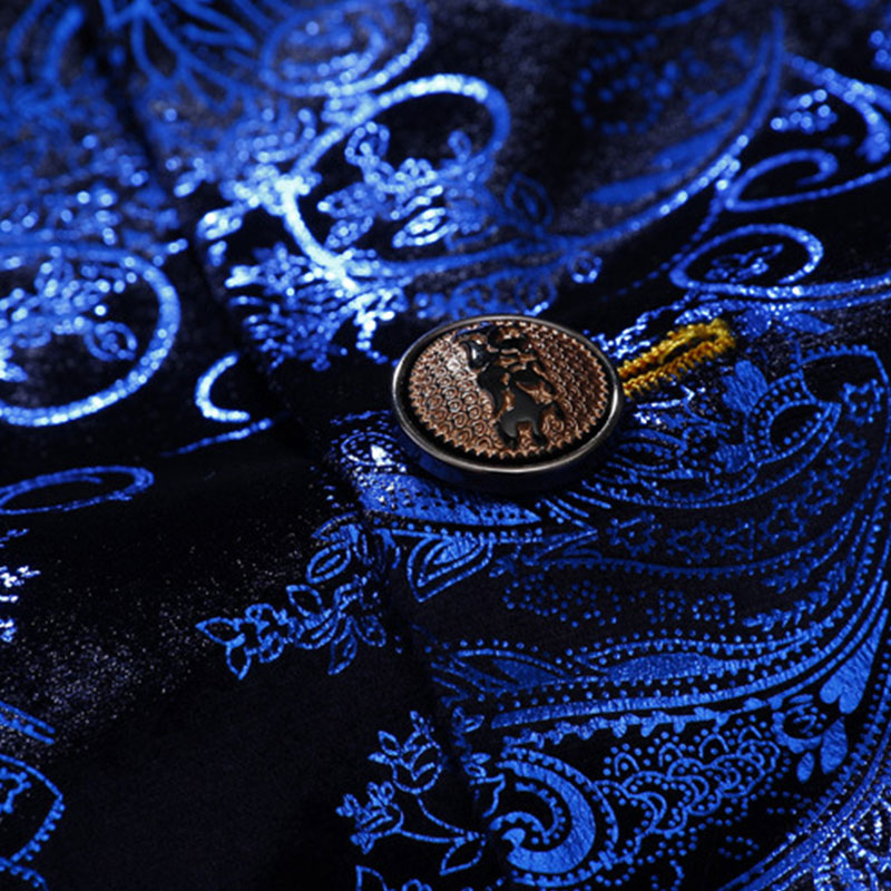 Men's Metallic Printed Vest Navy Blue