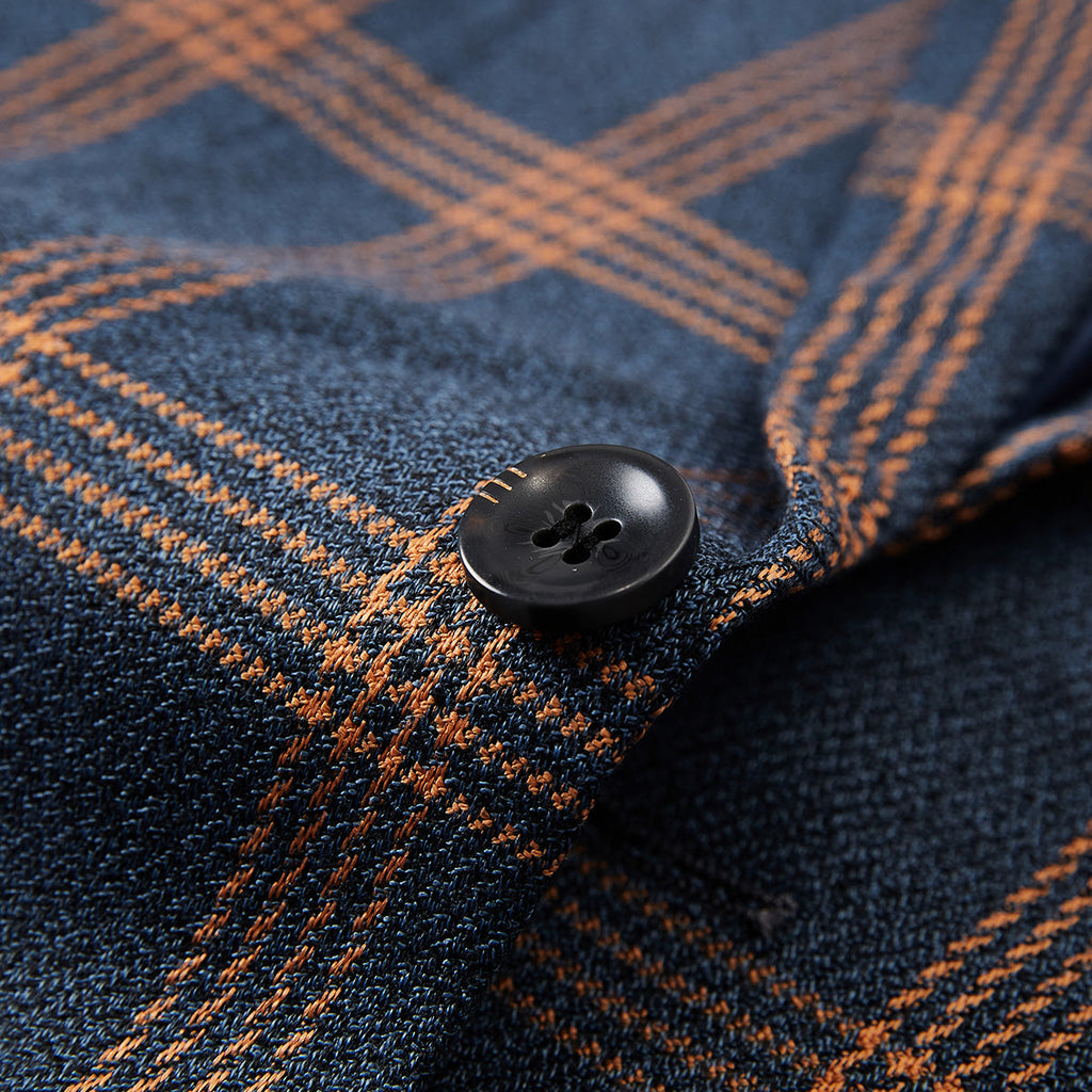 Men's 3-Piece Brown Plaid Design Navy Blue Suit