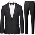 Men's 2-Piece Slim Fit Plaid Sequin Black Suit