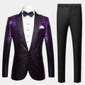 Men's Shimmering Gradient Sequin Tuxedo Jacket Black Purple