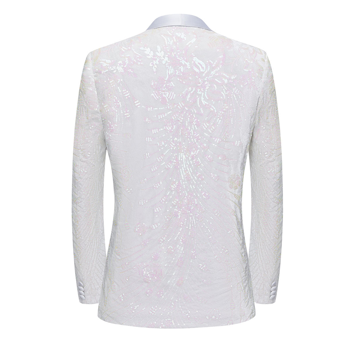 Men's Sequin White Jacket Pink Falling Stars