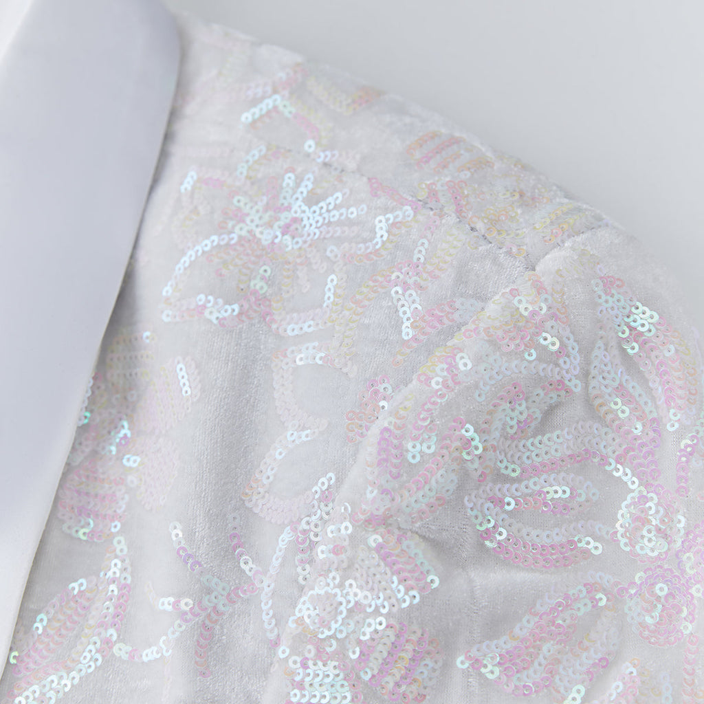 Men's Sequin White Jacket Pink Falling Stars