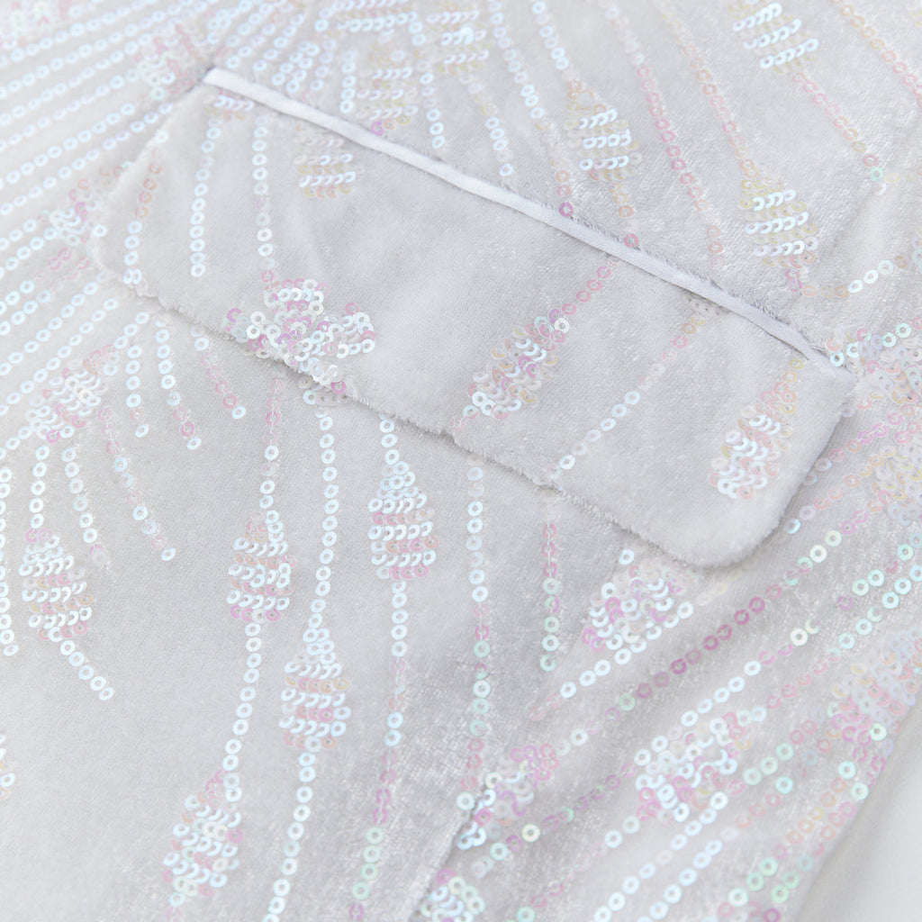 Men's Sequin White Jacket Pink Falling Stars