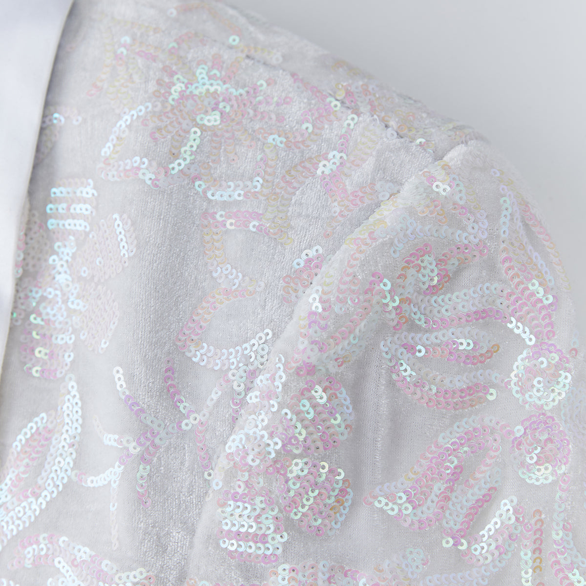 Men's Sequin White Jacket Pink Falling Stars
