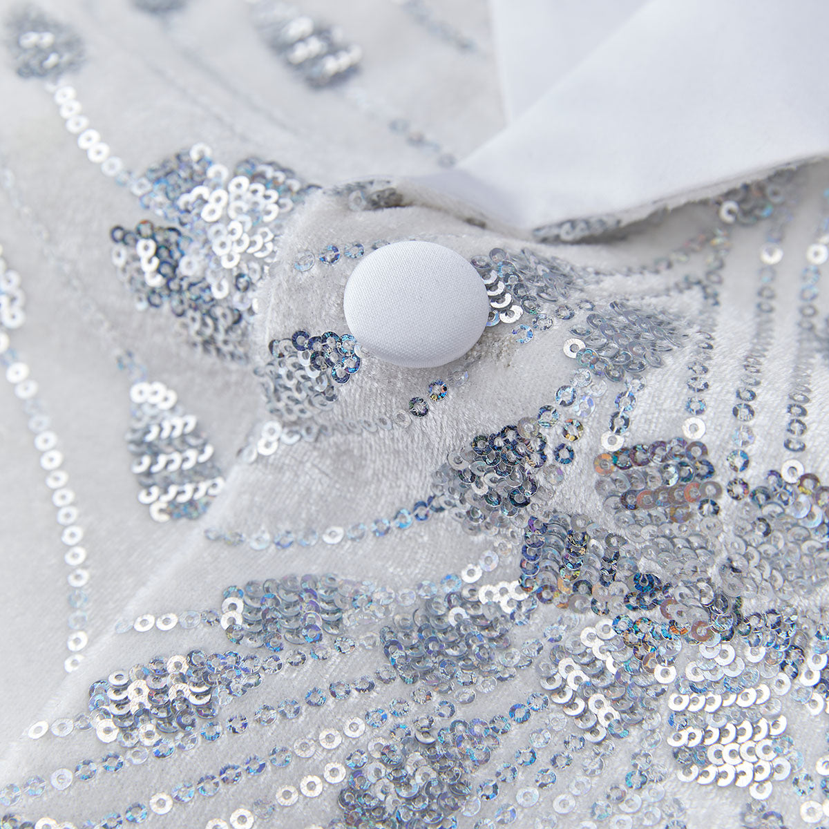 Men's Sequin White Jacket Silver Falling Stars