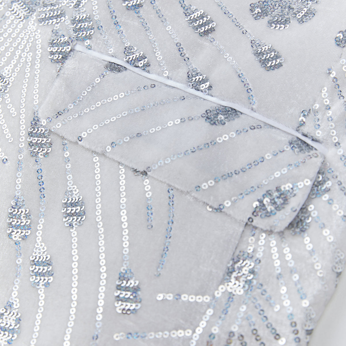 Men's Sequin White Jacket Silver Falling Stars