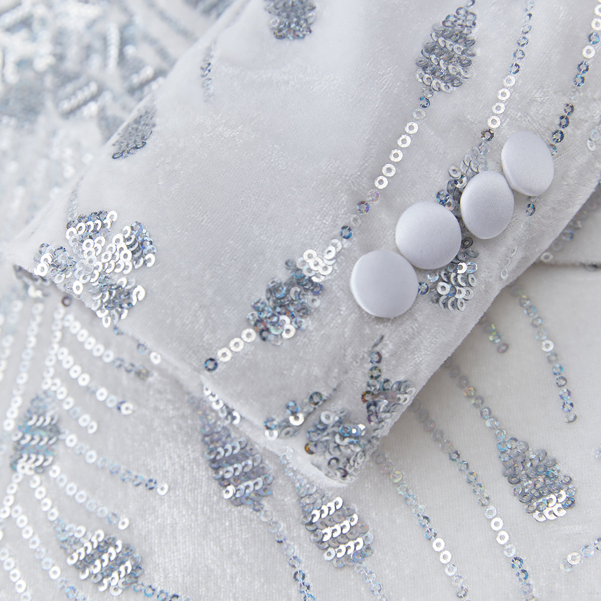 Men's Sequin White Jacket Silver Falling Stars