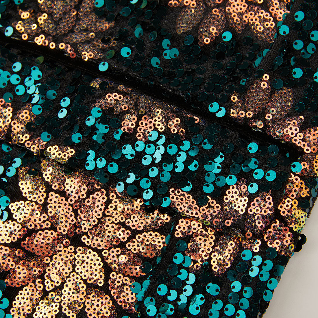 Men's Teal Green Tuxedo with Sequin Golden Floral Pattern