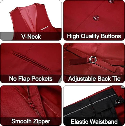 Men's 3-Piece Stylish One Button Red Suit