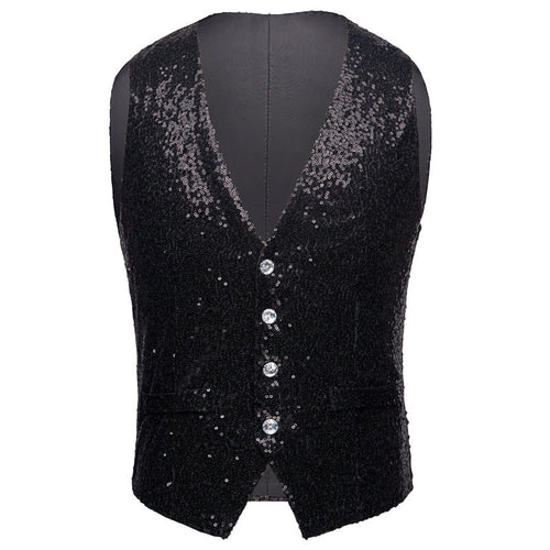 Men's Sequin Fashion Vest Black