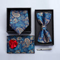 Men's Blue 6-piece Set High Quality Paisley Accessories